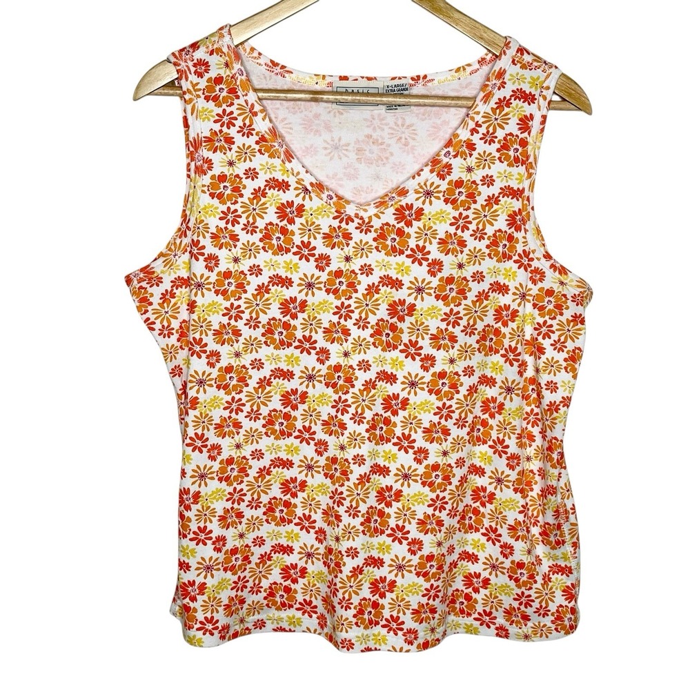 Vintage 90s Floral Tank Top Womens size XL Y2K